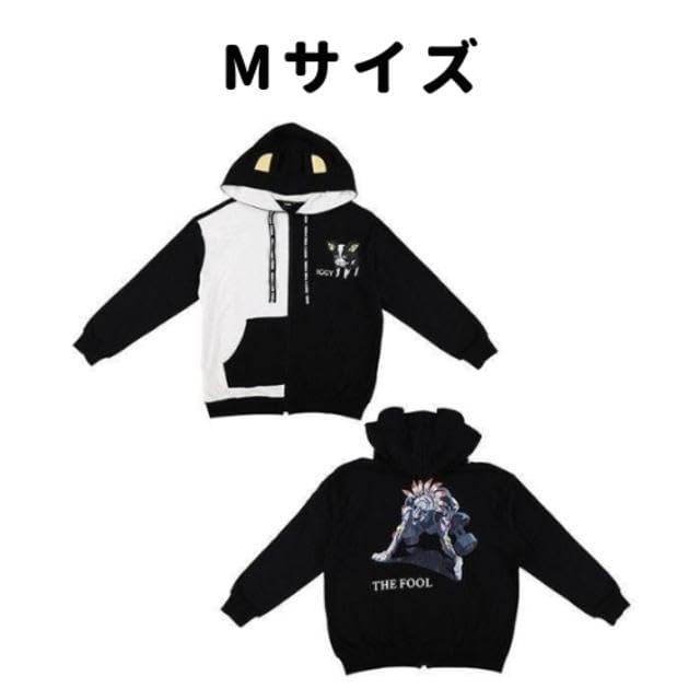 ジョジョ アニメ10周年記念展 イギージップパーカー Lサイズ 衣類 イギー＆ザ・フール ジップパーカー ブラック×ホワイト L